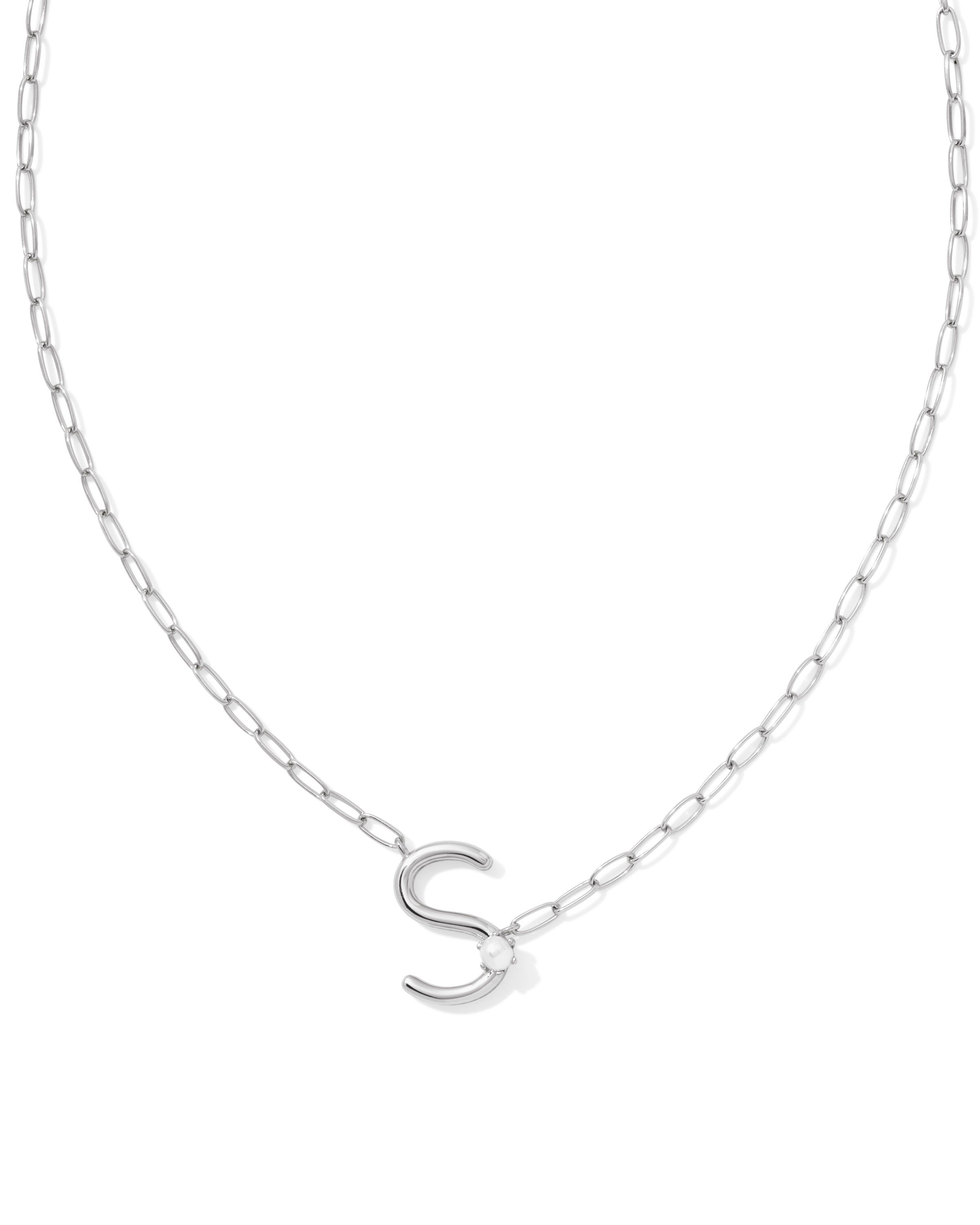 Kendra Scott Pearl Letter S Short Pendant Necklace