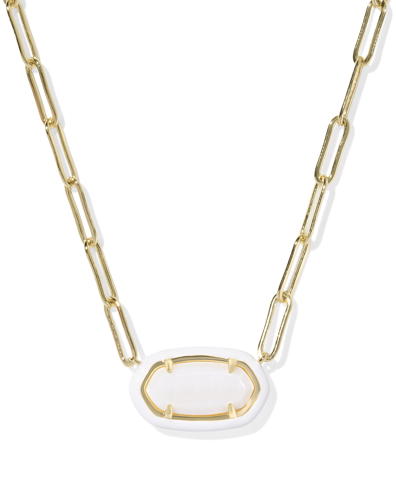 Kendra Scott Elisa Enamel Frame Paperclip Necklace