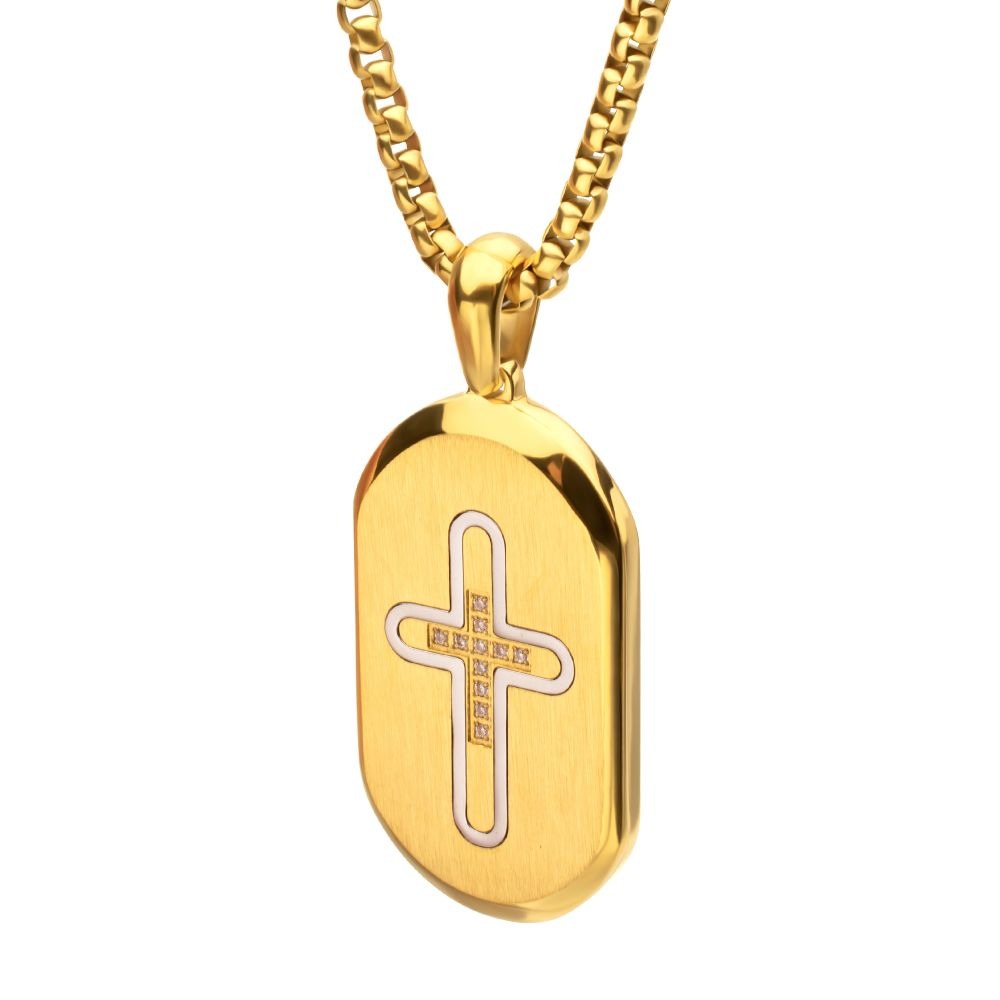 INOX Cross Dog Tag Necklace