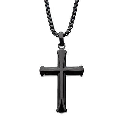 INOX Black Apostle Cross Pendant Necklace