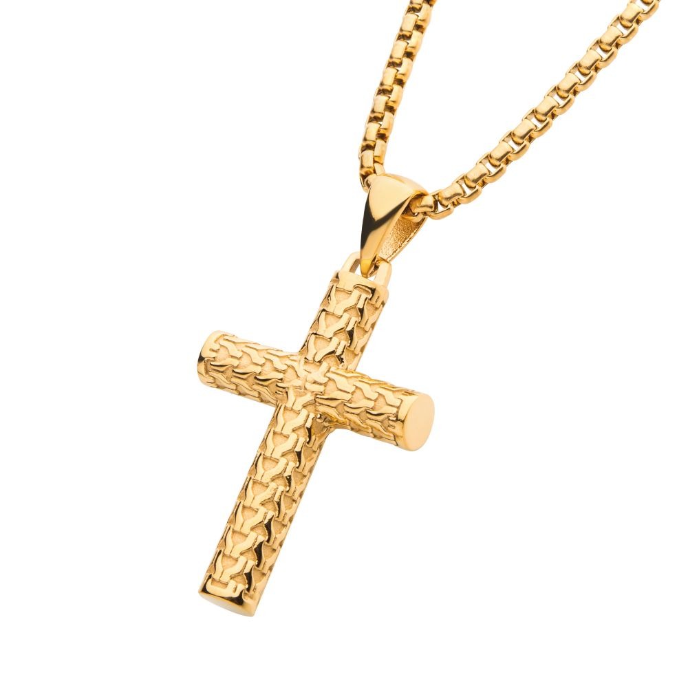 INOX Steel Scale Cross Drop Pendant Necklace