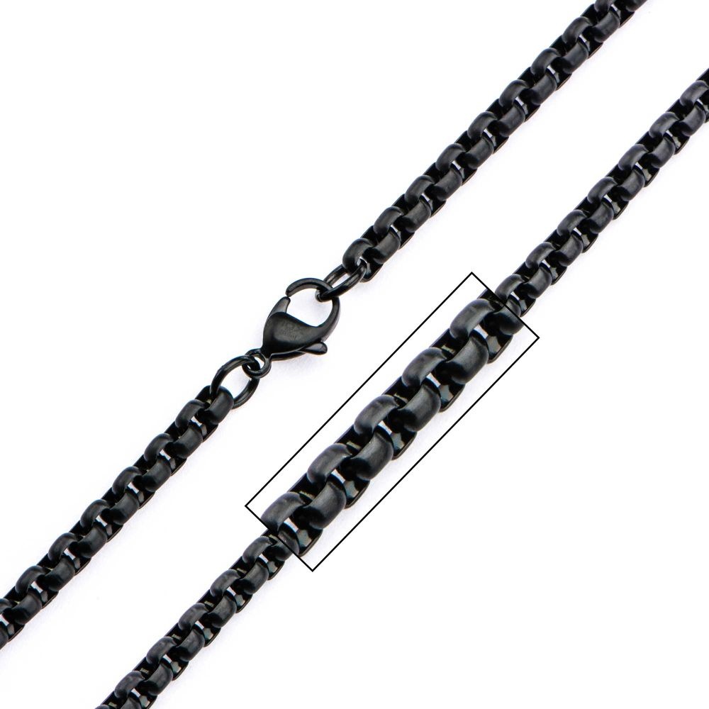INOX Black 4mm 24 Inch Bold Round Box Chain