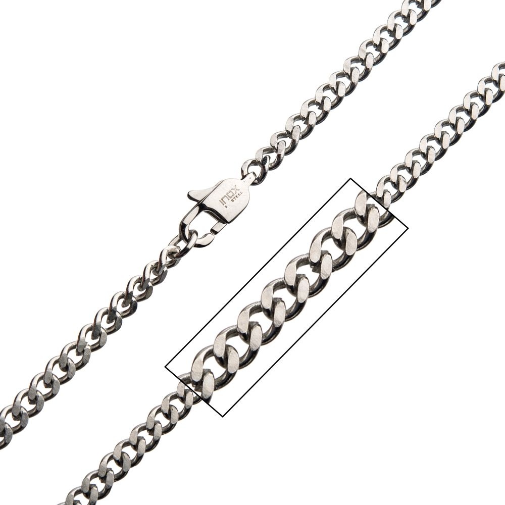 INOX 3.6mm 22 Inch Diamond Cut Curb Chain Necklace