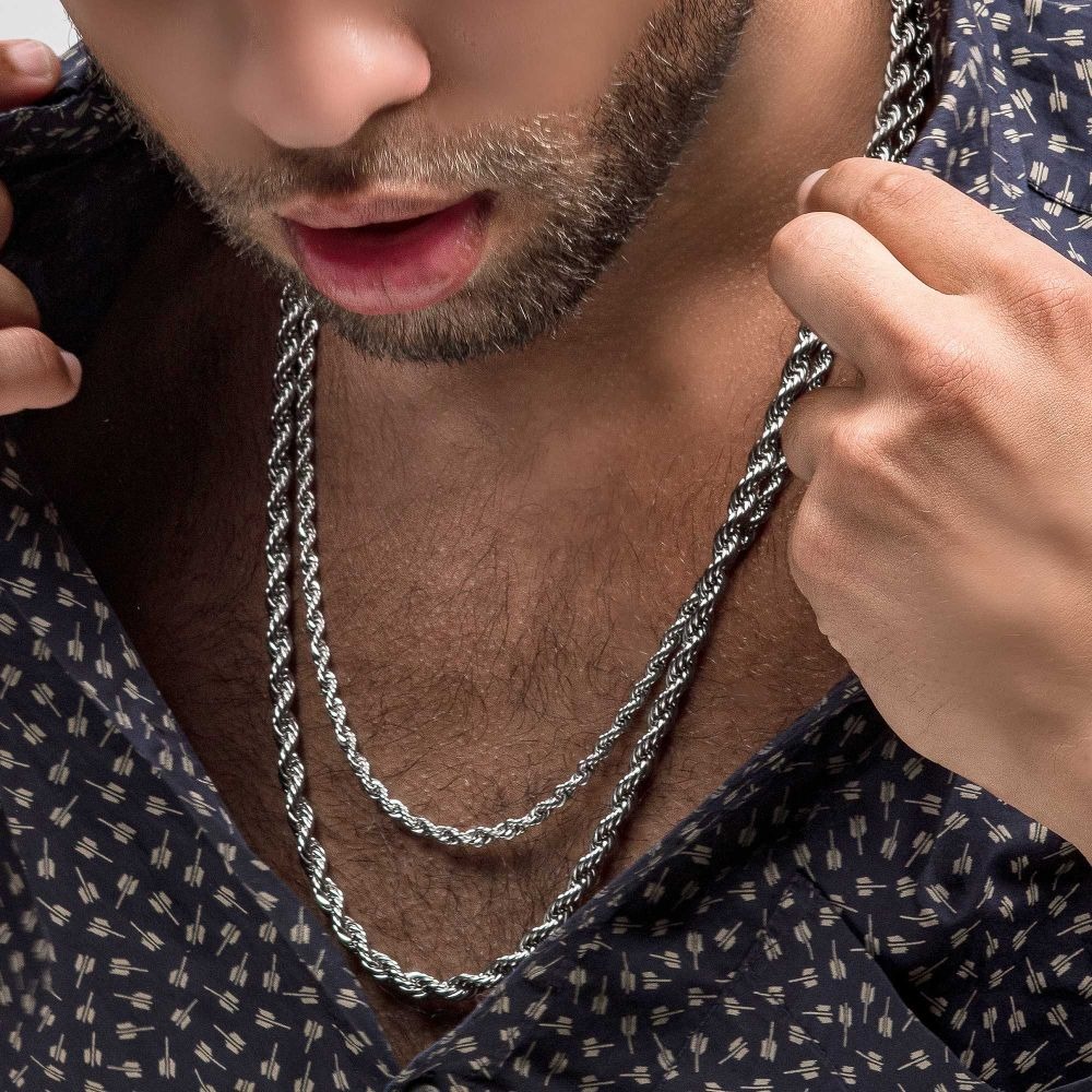 INOX 4mm 22 Inch Rope Chain Necklace