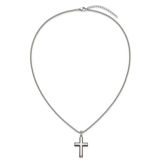 Rox by Martin Binder Stainless Black IP Cross Pendant Necklace