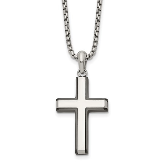 Rox by Martin Binder Stainless Black IP Cross Pendant Necklace