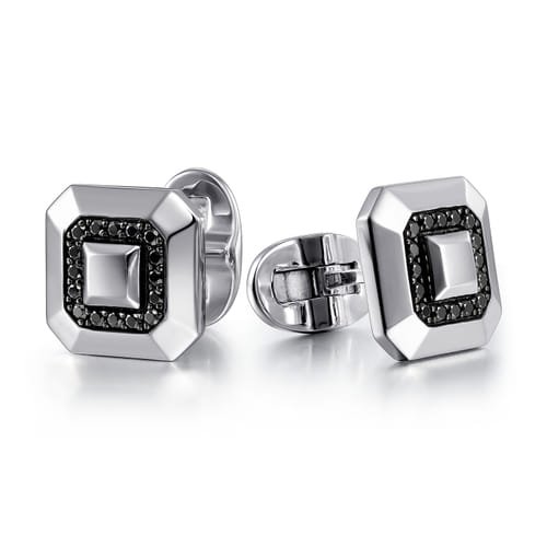 Gabriel & Co. Men Fashion Geo Black Spinel Cufflinks