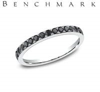 BENCHMARK 14K WHITE GOLD BAND WITH .32CTTW ROUND BLACK DIAMONDS FINGER SIZE 7