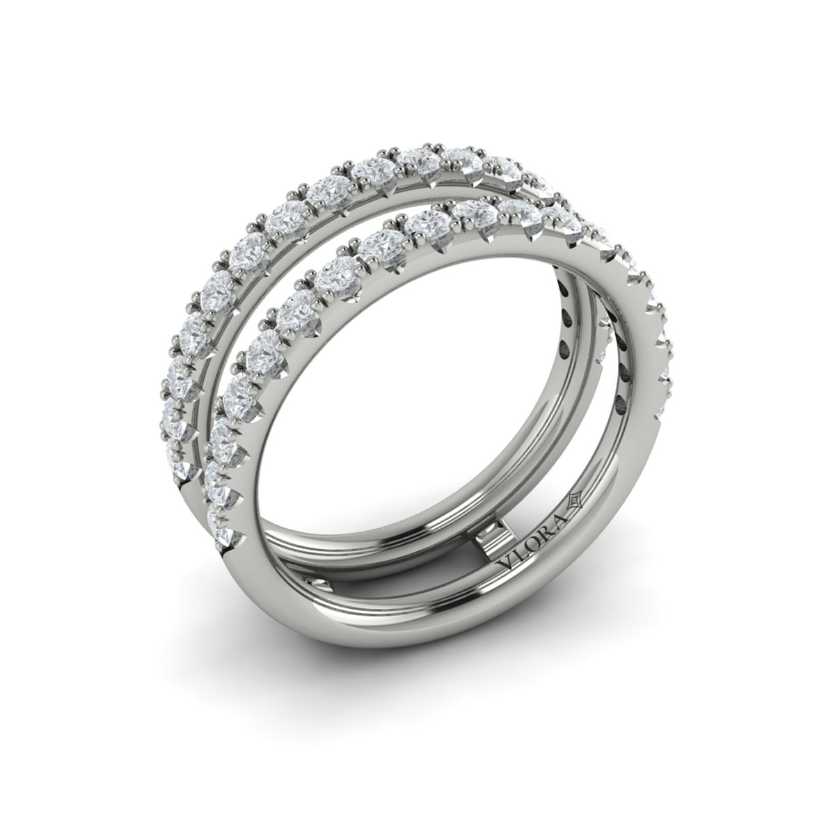 14K WHITE GOLD INSERT WITH .86CTTW ROUND VS CLARITY & FG COLOR PRONG SET DIAMONDS