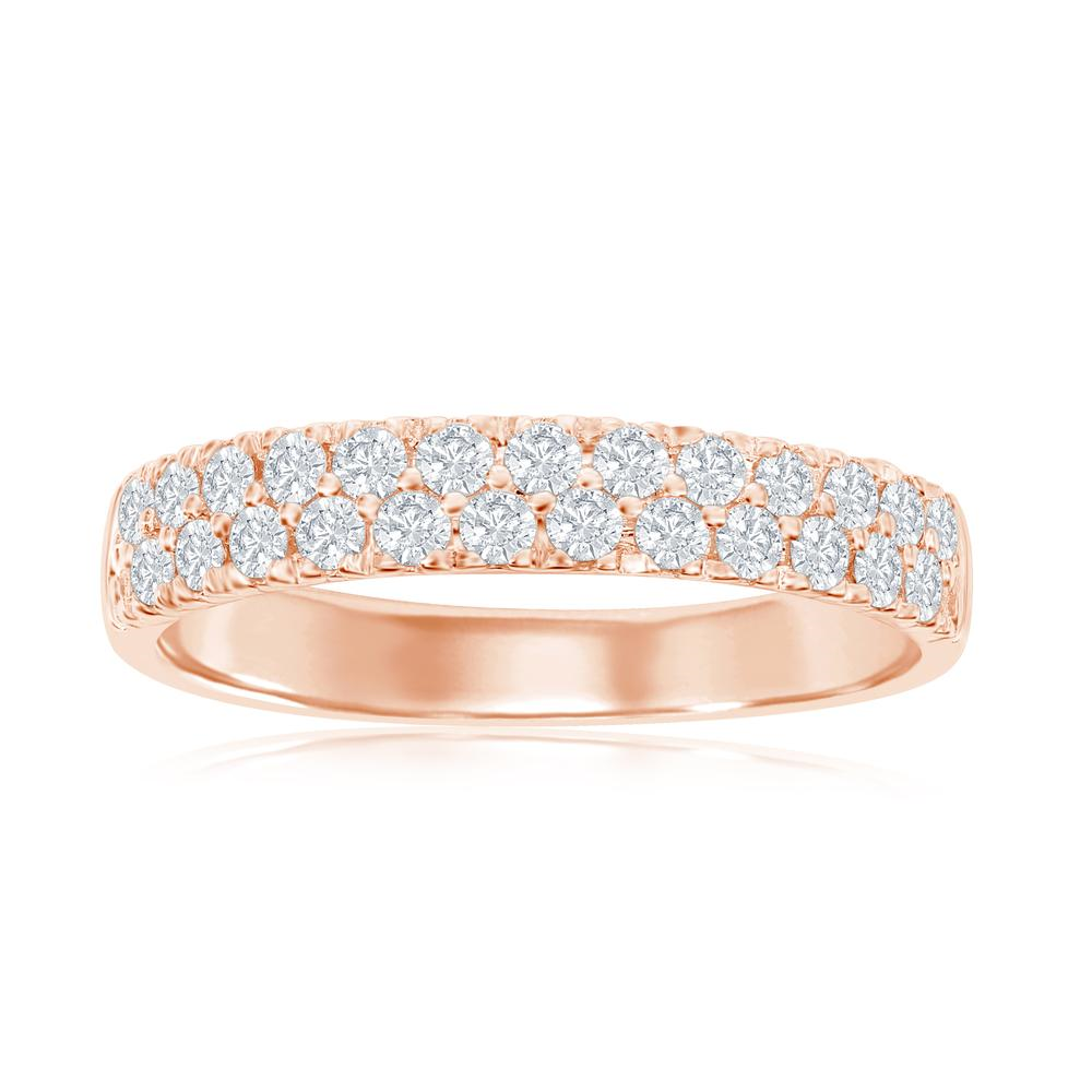 14K ROSE  GOLD DOUBLE ROW BAND WITH .55CTTW ROUND SI CLARITY & GH COLOR DIAMONDS