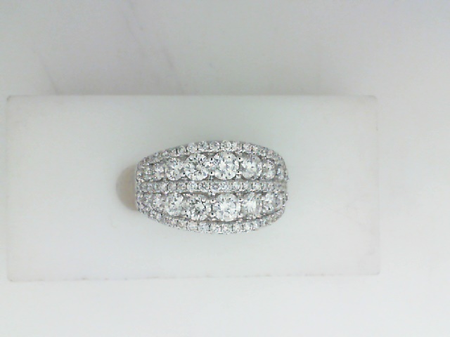 14K WHITE GOLD FIVE ROW TAPERED BAND WITH 1.61CTTW ROUND SI CLARITY & G COLOR DIAMONDS