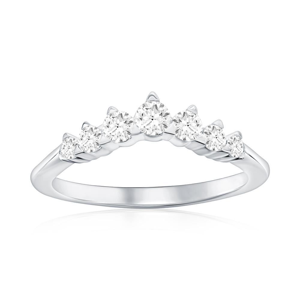 14K WHITE GOLD CURVED BAND WITH .38CTTW GRADUATED ROUND SI CLARITY & G COLOR DIAMOND