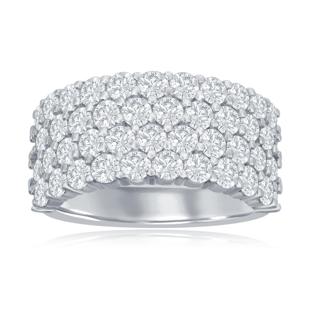 14K WHITE GOLD FOUR ROW BAND WITH 2.72CTTW ROUND SI CLARITY & G COLOR DIAMONDS