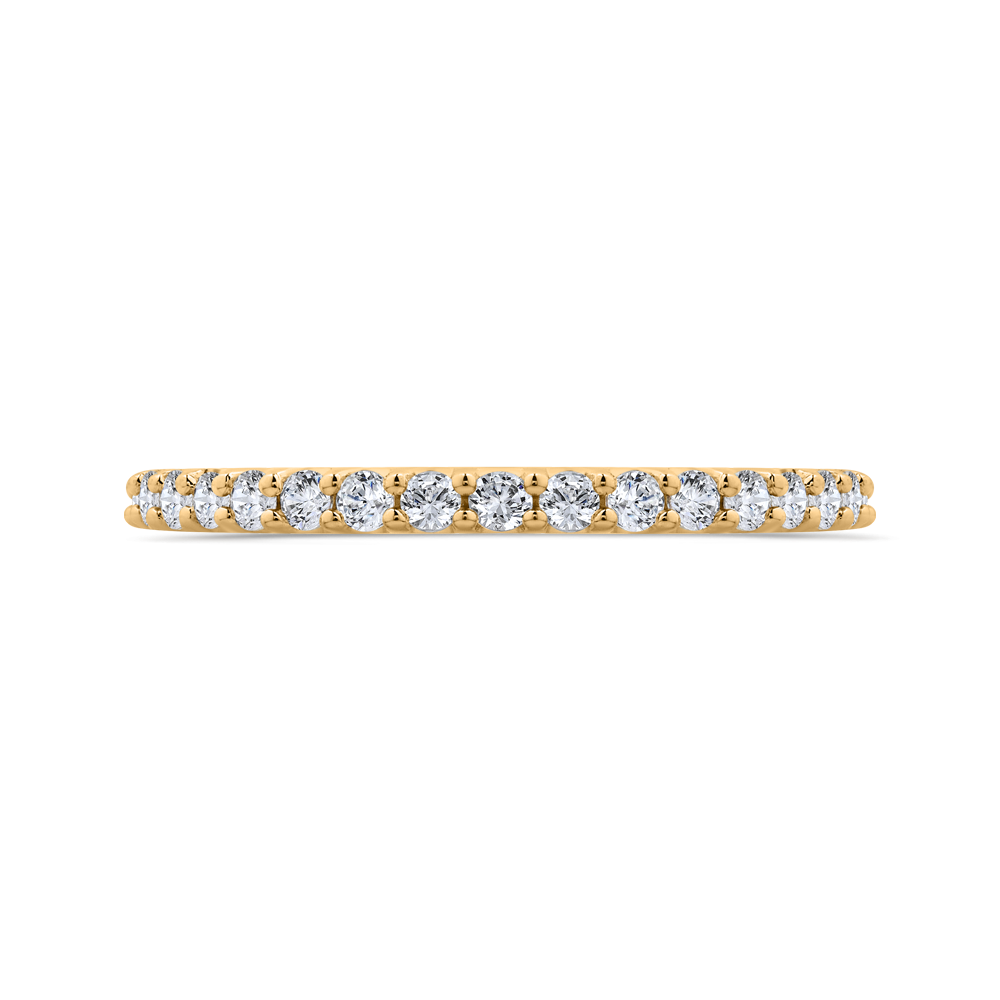14K YELLOW GOLD STRAIGHT BAND WITH .45CTTW ROUND SI CLARITY & GH COLOR DIAMONDS SET 3/4 OF THE WAY AROUND