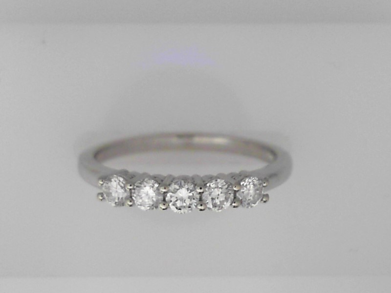 14K WHITE GOLD FIVE STONE BAND WITH .40CTTW ROUND BRILLIANT SI CLARITY & GH COLOR DIAMONDS