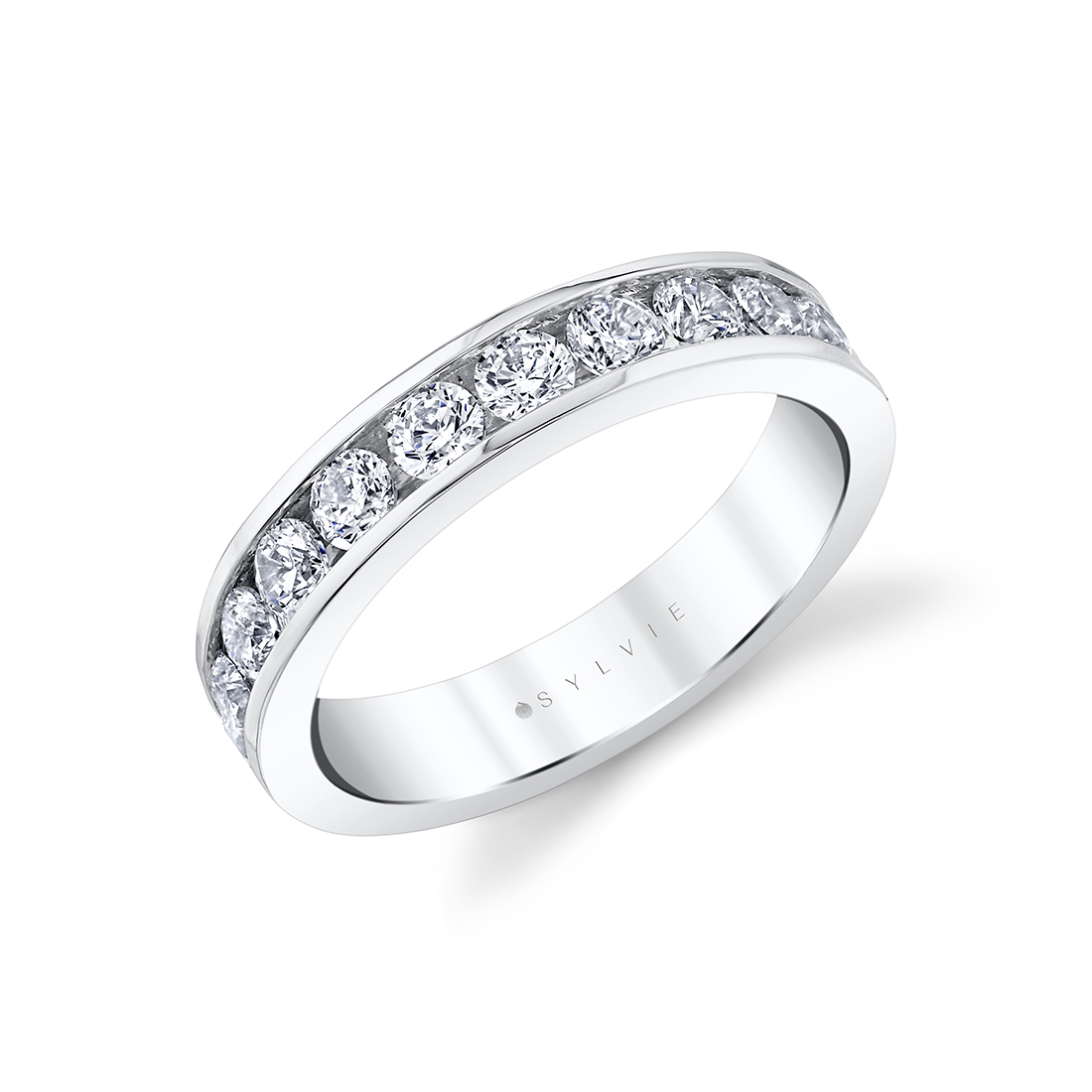 1K WHITE GOLD CHANNEL BAND WITH .42CTTW ROUND SI CLARITY & G COLOR DIAMONDS