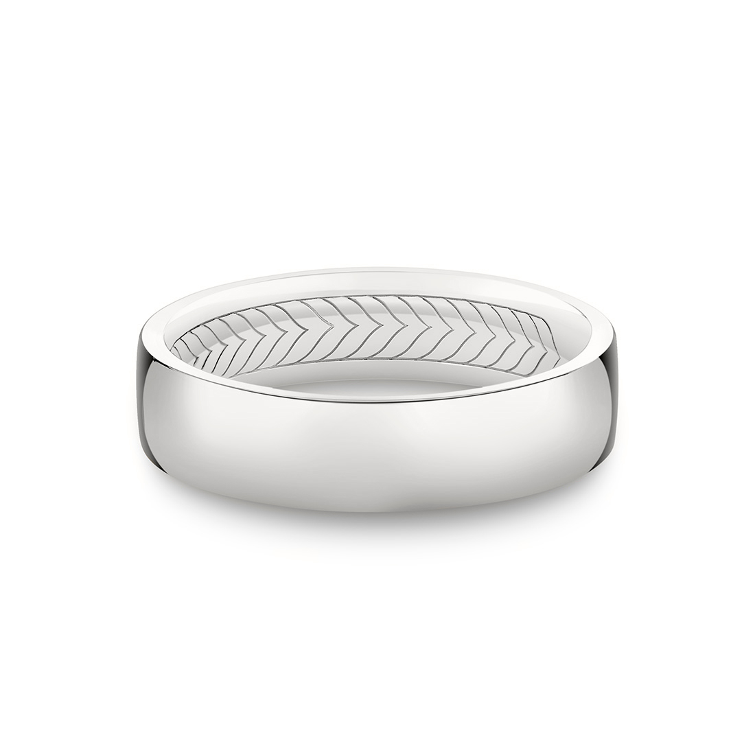 14K WHITE GOLD "SHELL APEX" 6.5MM POLISHED BAND WITH APEX INTERIOR SIZE 10