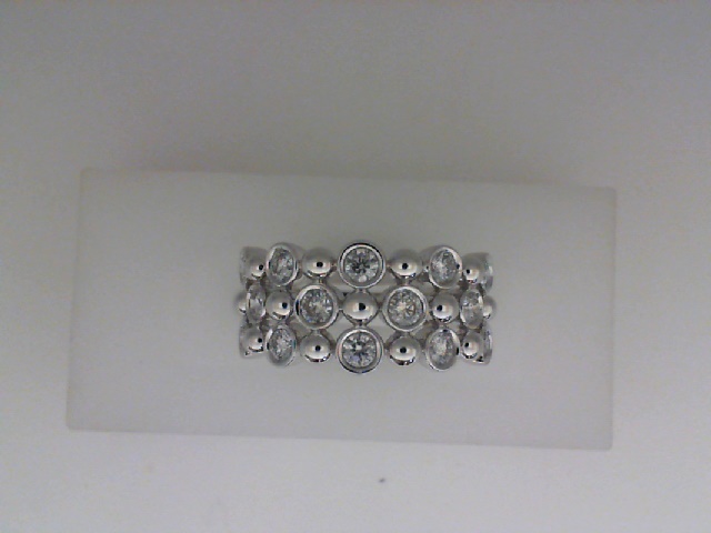14K WHITE GOLD TRIPLE ROW BUBBLE RINGWITH .75CTTW ROUND I1 CLARITY & HI COLOR DIAMONDS