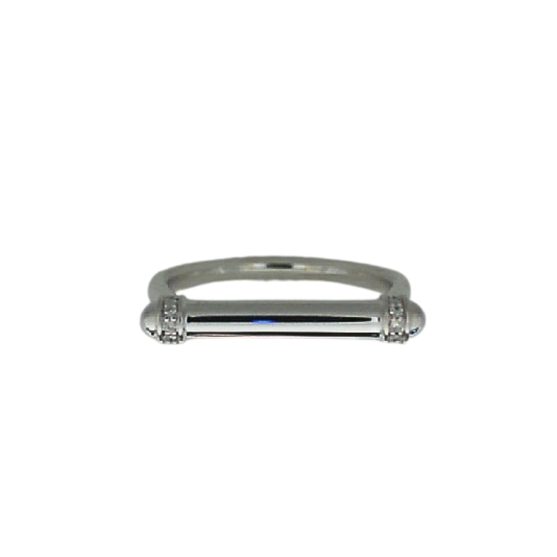 14K WHITE GOLD ROUND BAR RING WITH .05CTTW ROUND SI CLARITY & GH COLOR DIAMONDS ONTHE ENDS