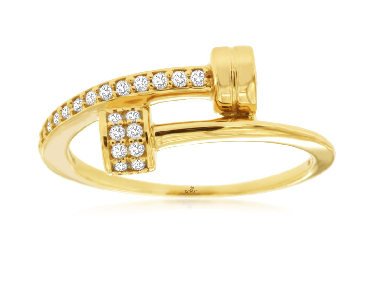 14K YELLOW GOLD BYPASS RING WITH .22CTTW ROUND I1 CLARITY & HI COLOR DIAMONDS
