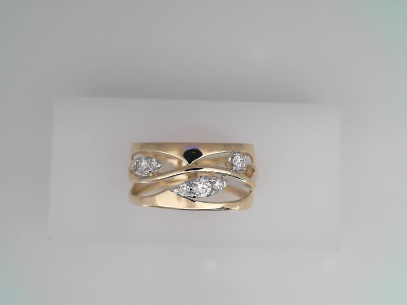 14K YELLOW GOLD FLORAL WAVE RING WITH .27CTTW ROUND SI CLARITY & GH COLOR DIAMONDS