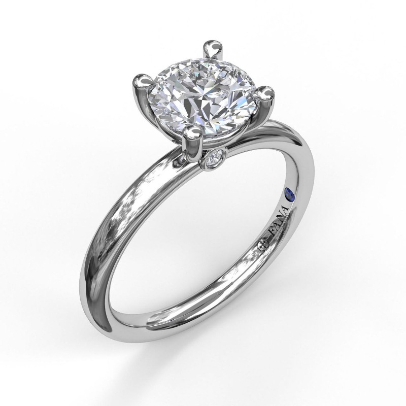 14K WHITE GOLD SOLITAIRE FOUR PRONG SETTING WITH .02CTTW ROUND SI CLARITY & GH COLOR DIAMONDS UNDER THE HEAD