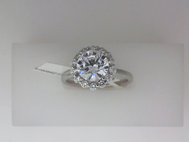 14K WHITE GOLD POLISHED SHANK SEMI MOUNTING WITH .25CTTW ROUND SI CLARITY & G COLOR DIAMONDS SET IN THE ONE PRONG HALO