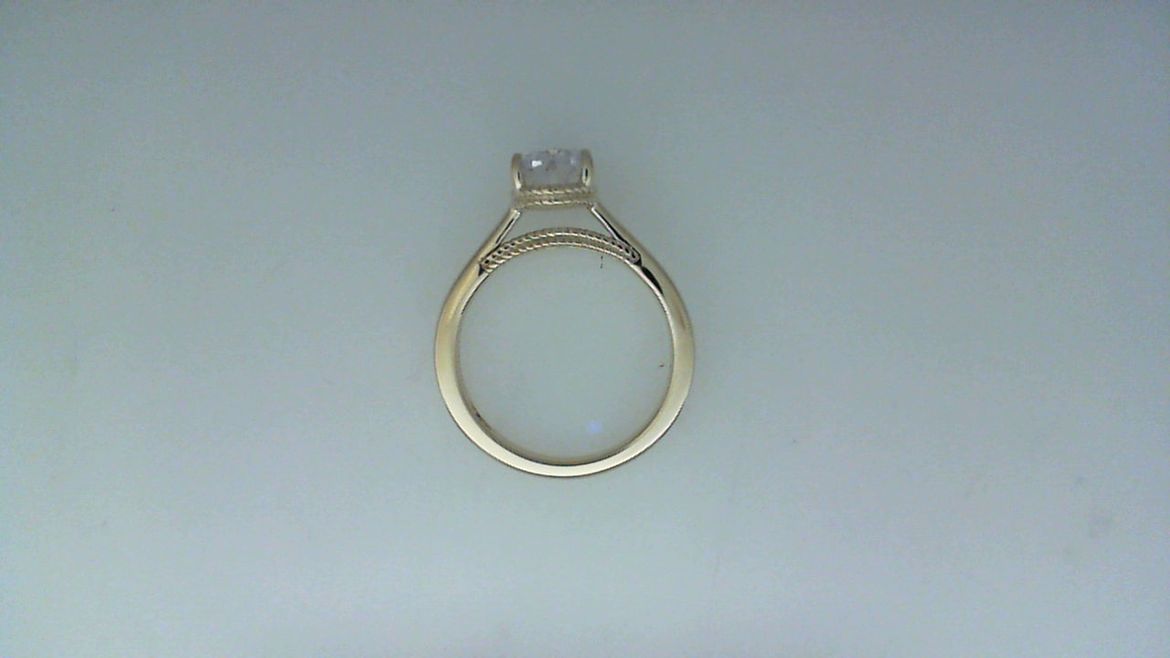 14K YELLOW GOLD MOUNTING WITH A BEADED BRIDGE AND HIDDEN HALO (FOR A 1.5CT OVAL)