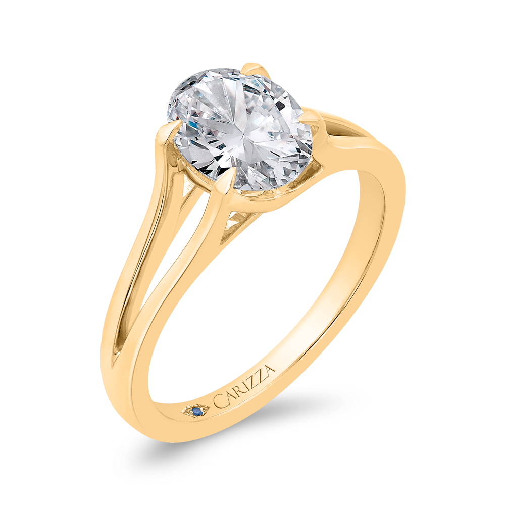 14K YELLOW GOLD SPLIT SHANK MOUNTING WITH A TRELLIS HEAD (FOR A 1.5CT OVAL)