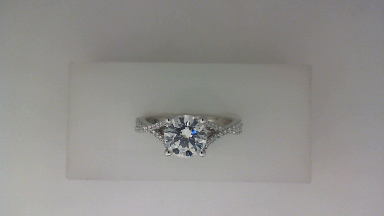 14K WHITE HOLD SPLIT SHANK TWIST SEMI MOUNTING WITH .23CTTW ROUND SI CLARITY & G COLOR DIAMONDS (FOR A 1CT ROUND)