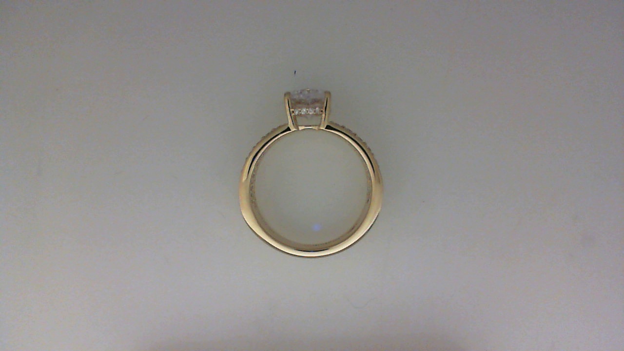14K YELLOW GOLD TRIPLE ROW SEMI MOUNTING SET WITH .49CTTW ROUND SI CLARITY & G COLOR DIAMONDS IN THE SHANK AND HIDDEN HALO (FOR A 2CT OVAL)