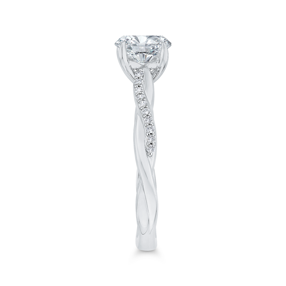 14K WHITE GOLD FOUR PRONG TWIST SHANK WITH .10CTTW ROUND SI CLARITY & G COLOR DIAMONDS SET IN ONE TWIST (FOR A 1CT ROUND)