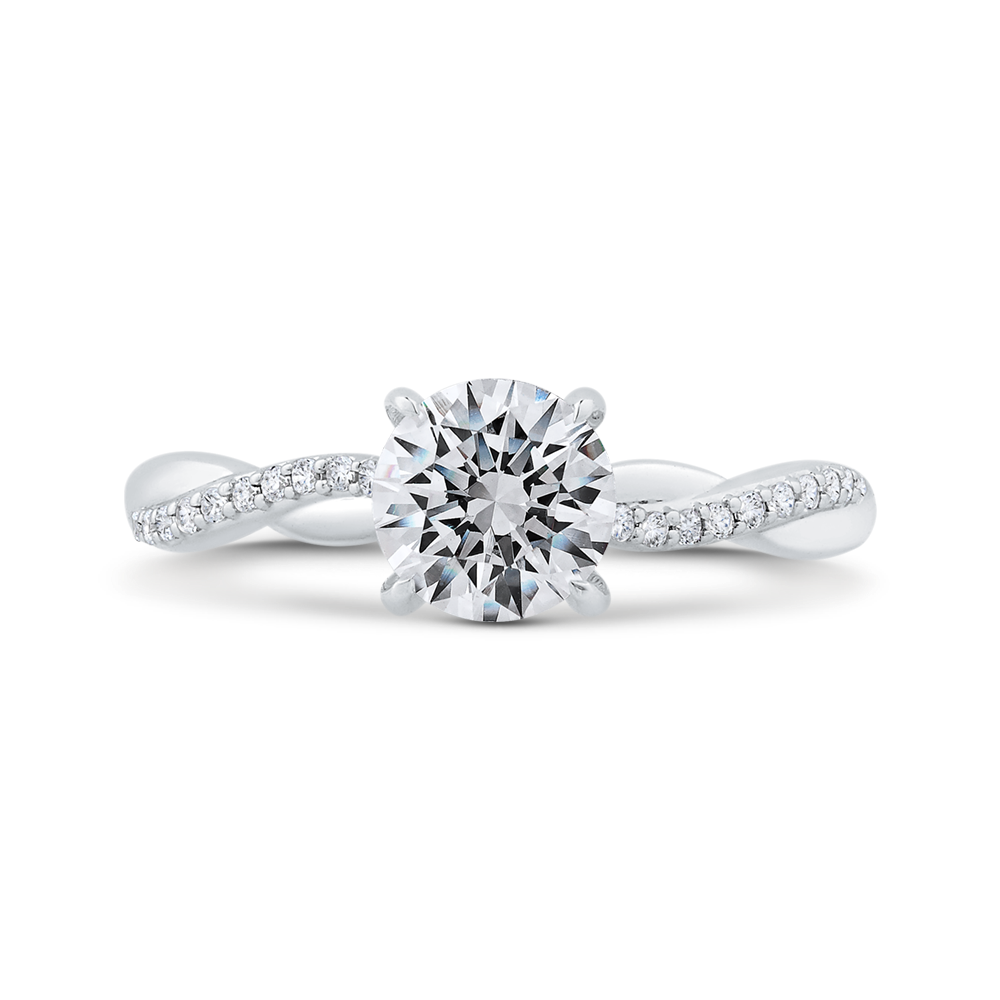 14K WHITE GOLD FOUR PRONG TWIST SHANK WITH .10CTTW ROUND SI CLARITY & G COLOR DIAMONDS SET IN ONE TWIST (FOR A 1CT ROUND)