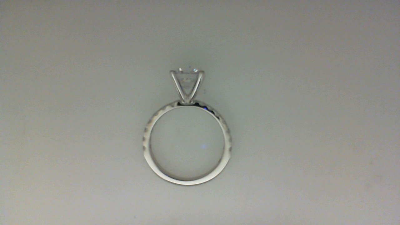 14K WHITE GOLD FOUR PRONG SEMI MOUNTING WITH .53CTTW ROUND SI CLARITY & G COLOR DIAMONDS SET DOWNTHE SHANK (FOR A 2CT ROUND)