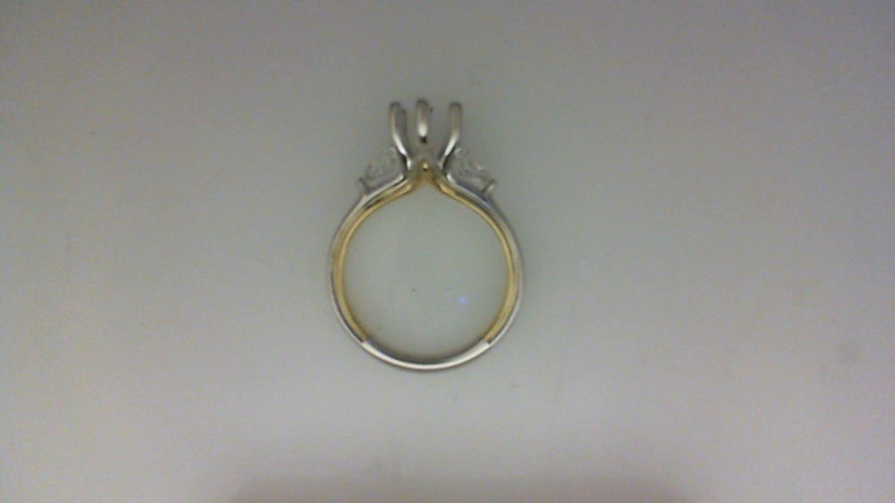 18K YELLOW & 14K WHITE GOLD SEMI MOUNTING WITH .60CTTW SI CLARITY & GCOLOR PEAR SHAPED SIDE DIAMONDS (FOR A 2 CT PEAR)