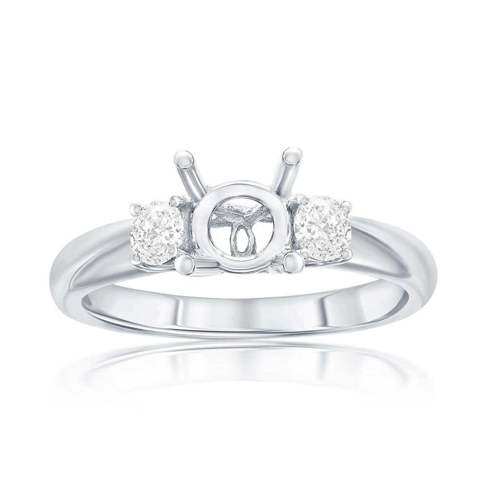 14K WHITE GOLD TRELLIS HEAD MOUNTING WITH .29CTTW ROUND SI CLARITY & G COLOR SIDE DIAMONDS
