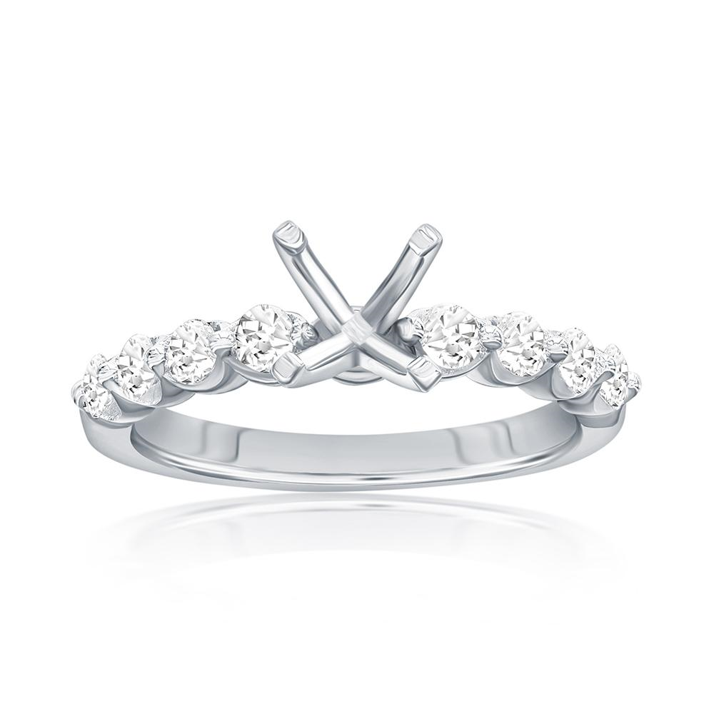 14K WHITE GOLD FOUR PRONG SEMI MOUNTING WITH (8) .44CTTW ROUND SI CLARITY & G COLOR DIAMONDS SET IN A ONE PRONG SETTING