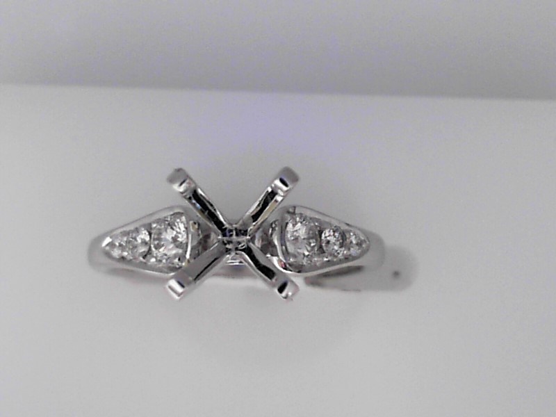 14K WHITE GOLD FOUR PRONG ROUND SEMI MOUNTING WITH (6) .28CTTW ROUND SI CLARITY & G COLOR DIAMONDS SET IN THE SHANK