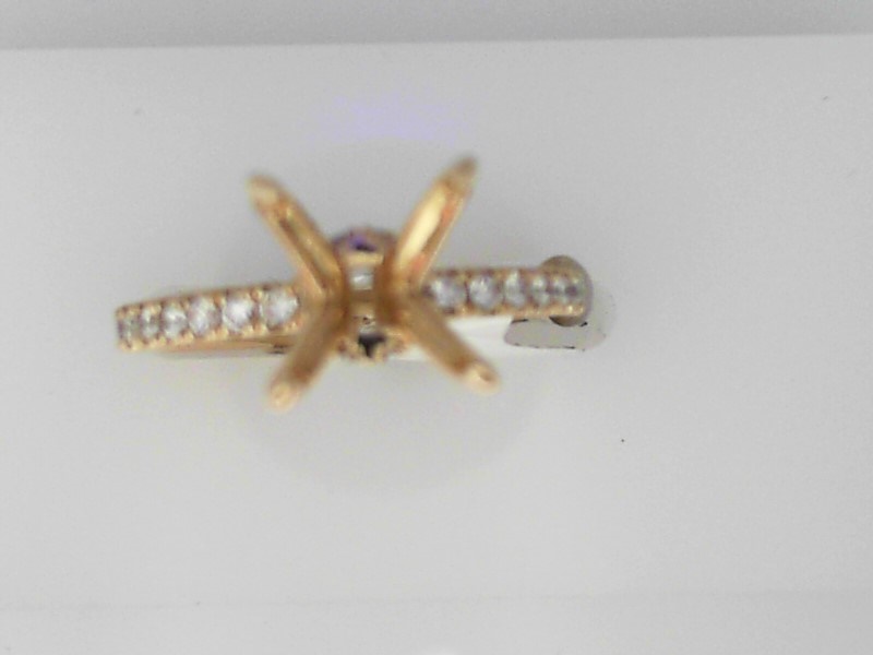 14K YELLOW GOLD FROUND FOUR PRONG SEMI MOUNTING WITH (32) .43CTTW ROUND SI CLARITY & G COLOR DIAMOND SET DOWN THE SHANK AND IN THE RING UNDER THE HEAD