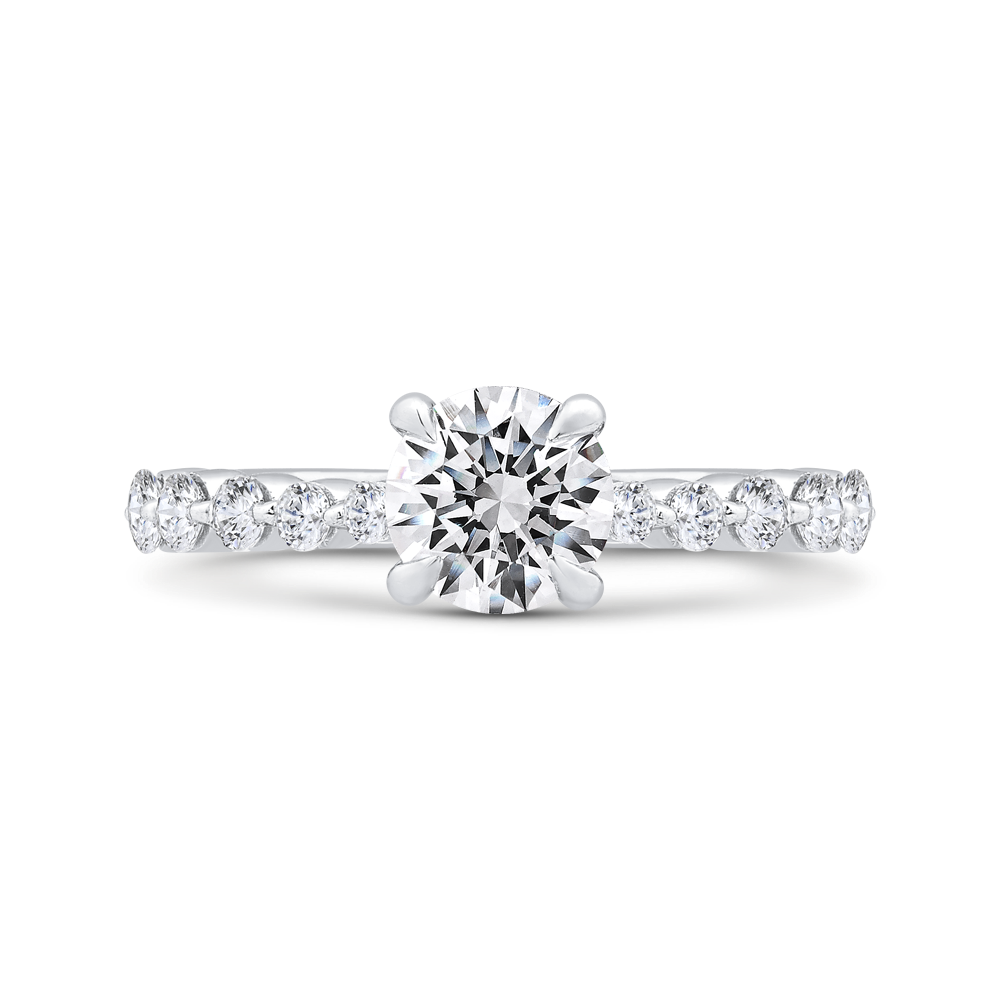 14K YELLOW GOLD FOUR PRONG ONE PRONG SEMI MOUNTING WITH .45CTTW ROUND SI CLARITY & GH COLOR DIAMONDS SET DOWN THE SHANK