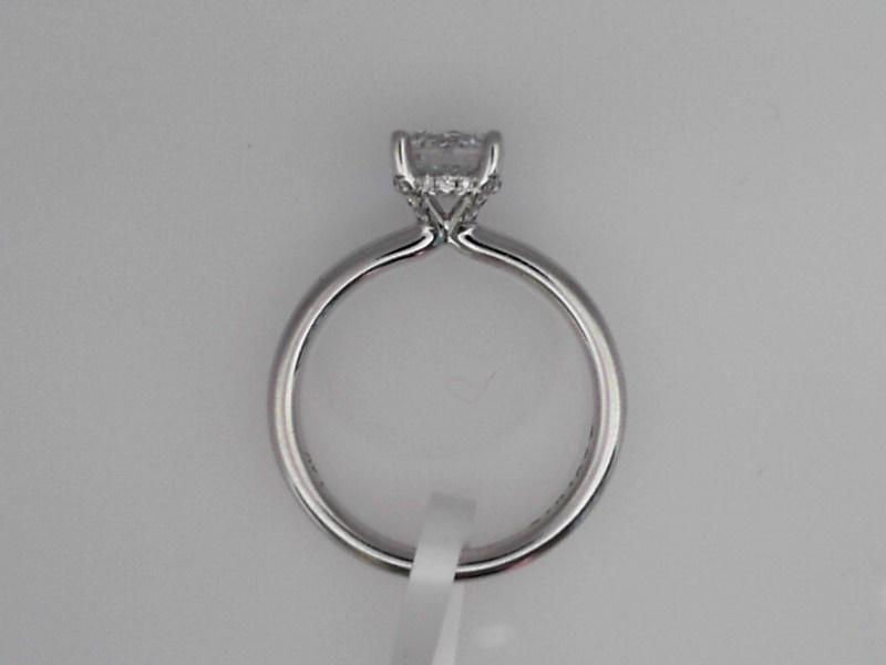 14K WHITE GOLD FOUR PRONG SEMI MOUNTING WITH .12CTTW ROUND SI CLARITY & G COLOR SET IN THE BASKET (FOR A 1CT ROUND CENTER)