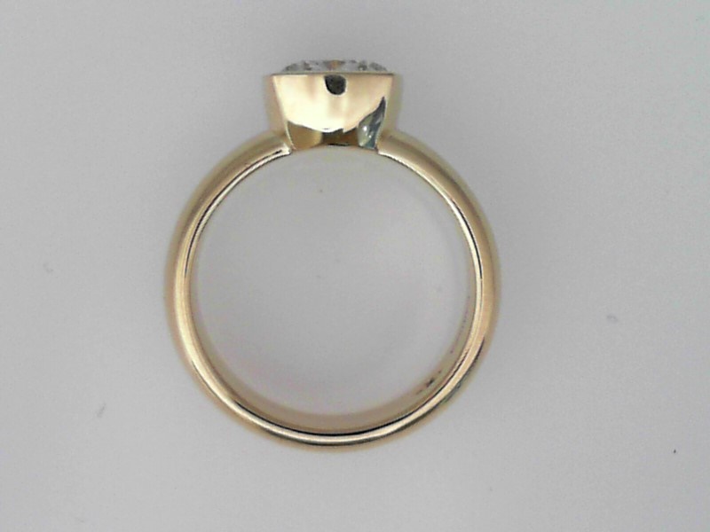 CUSTOM MADE 14K YELLOW GOLD POLISHED SHANK BEZEL SETTING FOR 2.52CT CUSHION CUT CENTER FINGER SIZE 6.5 (CENTER SUPPLIED BY MARY)