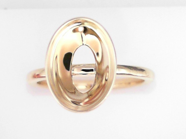 14K YELLOW GOLD POLISHED SHANK OVAL SOLITAIRE SETTING FOR A 3.02CT OVAL CENTER SIZE 6.5