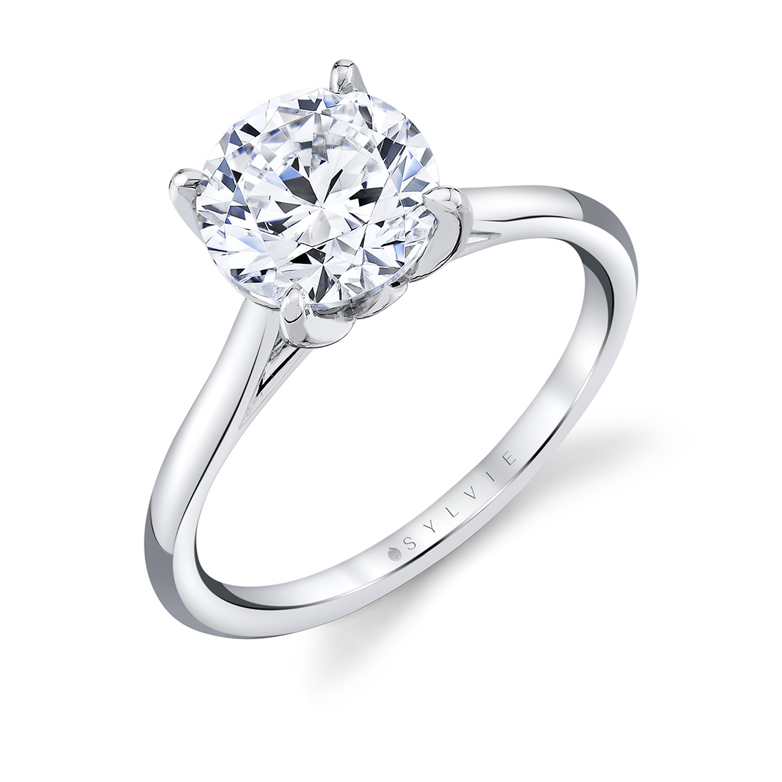 14K WHITE GOLD TULIRA SOLITAIRE ENGAGEMENT RING WITH PETAL PRONGS AND .01CTTW ROUND SI CLARITY & G COLOR PEEK-A-BOO DIAMONDS - BILLIE