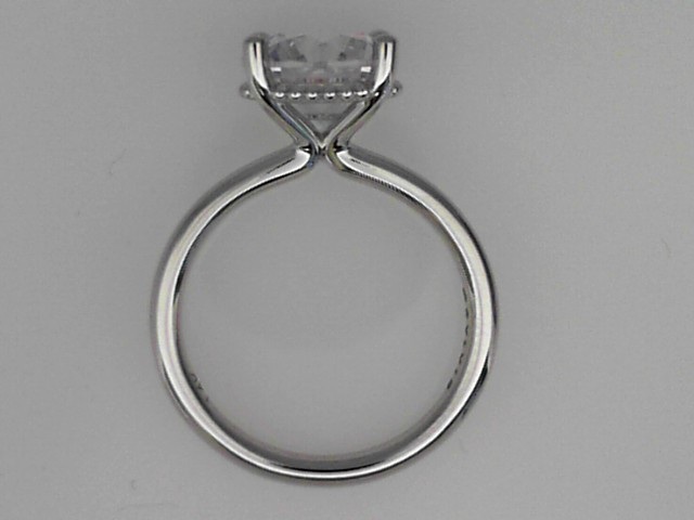 14K WHITE GOLD FOUR PRONG POLISHED SOLITAIRE SETTING WITH BEADED HIDDEN HALO FOR A 2.5CT ROUND CENTER