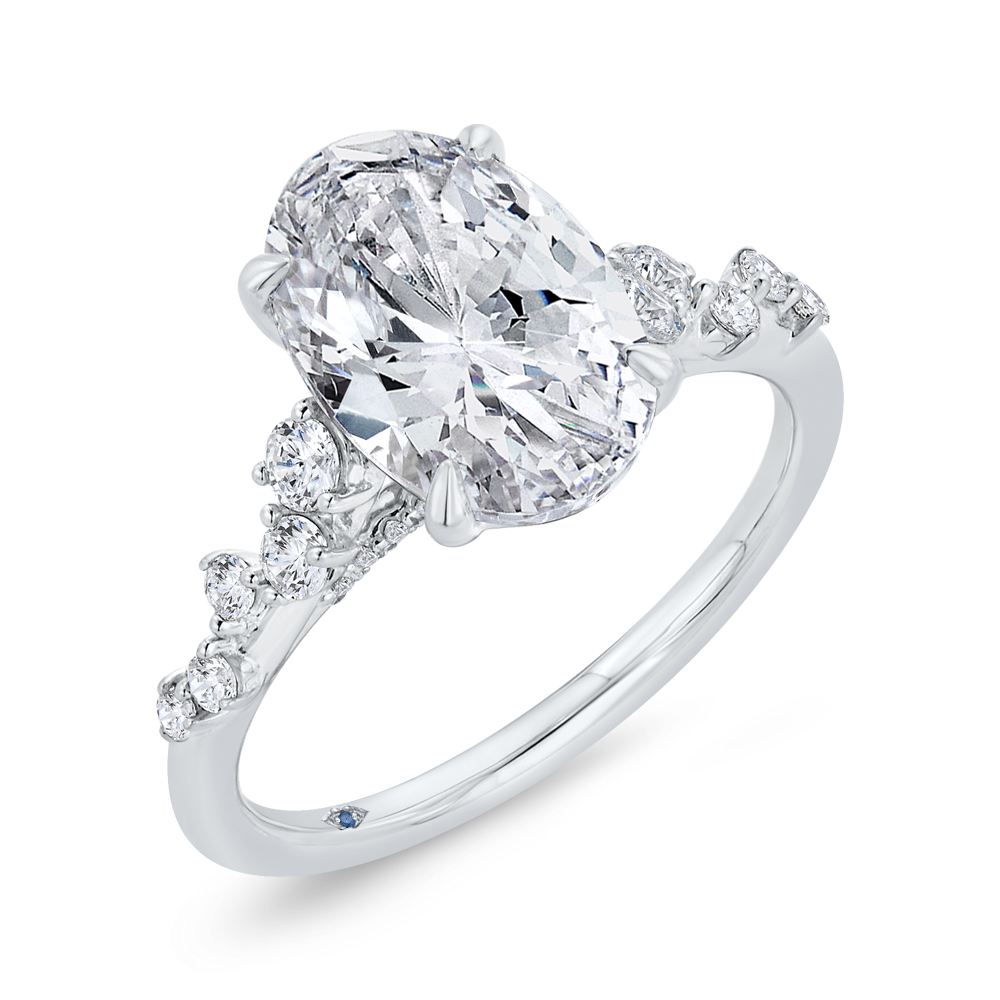 14K WHITE GOLD SEMI MOUNTING WITH .40CTTW ROUND SI CLARITY & G COLOR DIAMONDS SCATTERED DOWN THE SHANK AND ON THE BRIDGE (FOR A 2 CT OVAL)