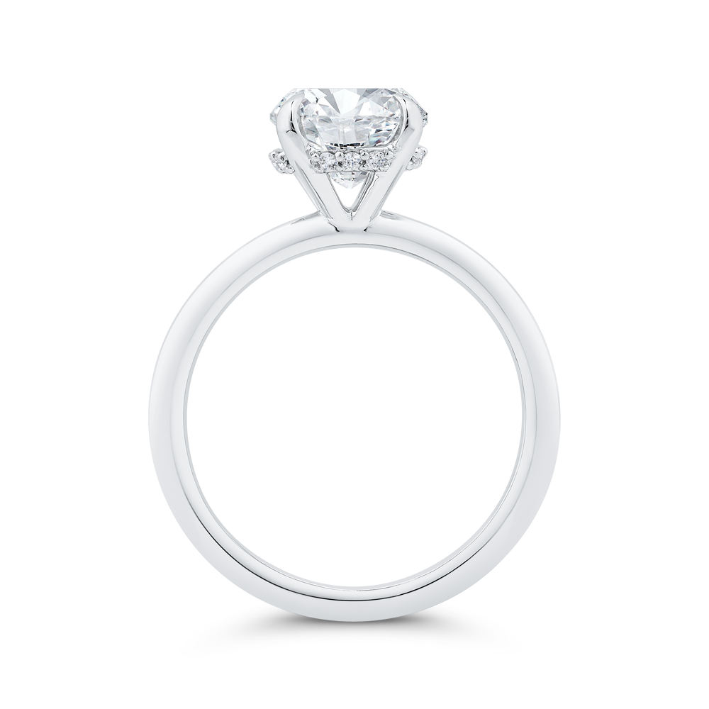 14K WHITE GOLD POLISHED SHANK SEMI MOUNTING WITH .06CTTW ROUND SI CLARITY & G COLOR IDAMONDS SET IN THE HIDDEN HALO (FOR A 2.0CT ROUND)