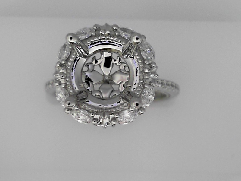 PLATINUM SMEI MOUNTING WITH.55CTTW SI CLARITY & GH COLOR MARQUISE LABORATORY GOWN DIAMONDS SET IN THE HALO AND ROUND LABORATORY GROWN DIAMONDS SET DOWN THE SHANK *THERE IS NO TRADE IN VALUE ON LABORATORY GROWN DIAMONDS *NON RETURNABLE