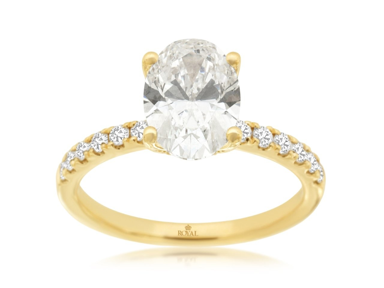 LABORATORY GROWN 2CT OVAL SI CLARITY & HI COLOR CENTER WITH .40CTTW ROUND LABORATORY GROWN SIDE DIAMONDS SET DOWN THE SHANK AND IN THE BASKET *THERE IS NO TRADE IN VALUE ON LABORATORY GROWN DIAMONDS *NON RETURNABLE