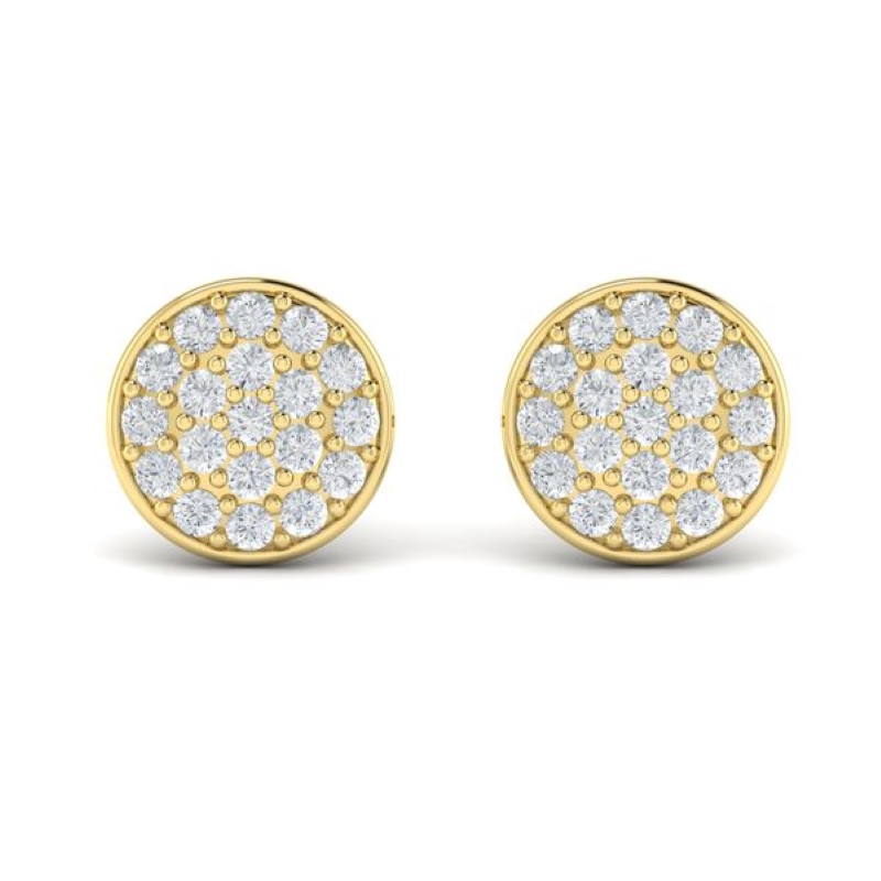 14K YELLOW GOLD "MARISOL" ROUND CLUSTER POST EARRINGS WITH .46CTTW ROUND SI CLARITY & G COLOR DIAMONDS